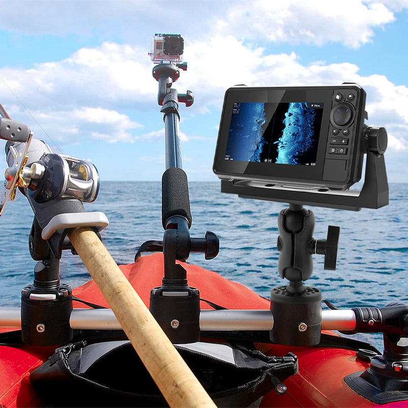 Fish Finder Mount Base, 360 Degree Swivel Marine Universal Electronic Mount, Ball Mount Fish Finder and Universal Mounting Plate for Marine Boat Kayak Pontoon Canoe black