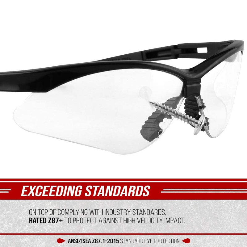Glove Station Optic Max Safety Glasses for Men & Women, Scratch-Resistant Eye Protection for Shooting, Hunting & Construction Clear 12 Pair