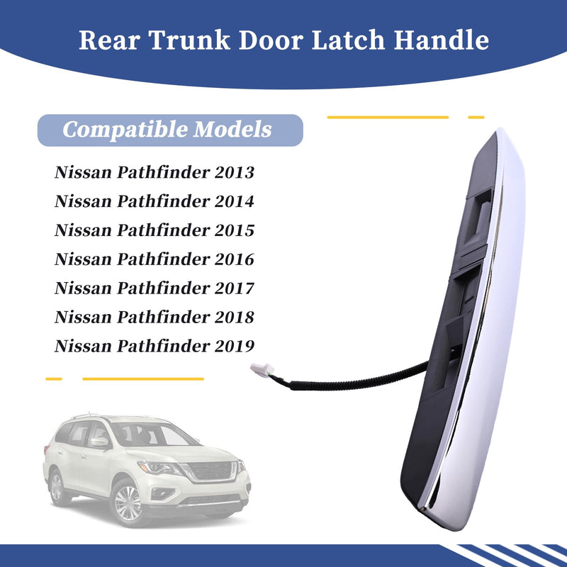 Rear Trunk Door Latch Handle Without Camera 90810-9PG0A 908109PG0A Compatible with Nissan Pathfinder 2013 2014 2015 2016 2017 2018 2019 Tailgate Liftgate Handle - Chrome
