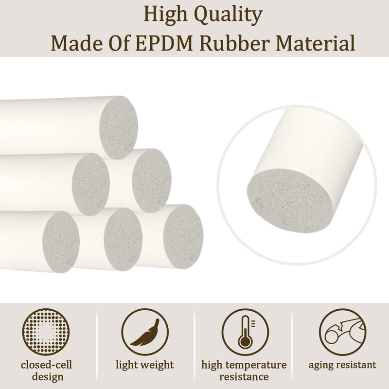 Storystore Backer Rod, 1/4" Diameter x 16.4' Length White EPDM Rubber Caulk Saver for Gaps and Weather Stripping Door Seal, Concrete Expansion Joint Filler