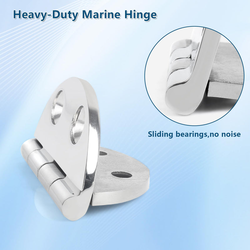 ORLANG 316 Stainless Steel Boat Hatch Hinges,2-1/2 inch (64 mm) Polished Marine Hinge,Marine Boat Hatch Heavy Duty Hinges with Screws,for Boats, Yachts, Doors, Deck,Windows, Cabinets (4 Pack) 4Pack
