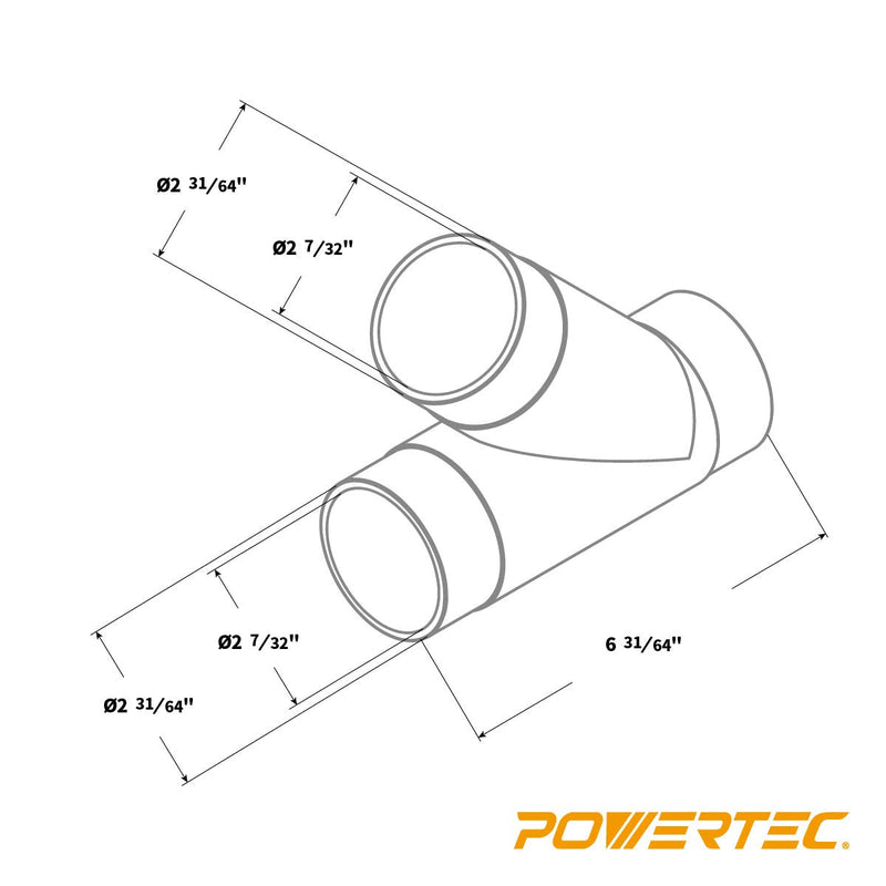 POWERTEC 2-1/2 Inch Clear Y Fitting for 2-1/2 Inch Dust Collection Hose, 2 1/2 Inch Dust Collection Hose Connector Fittings for Dust Collection System, 1 pack (70228) Y Fitting Hose Connector
