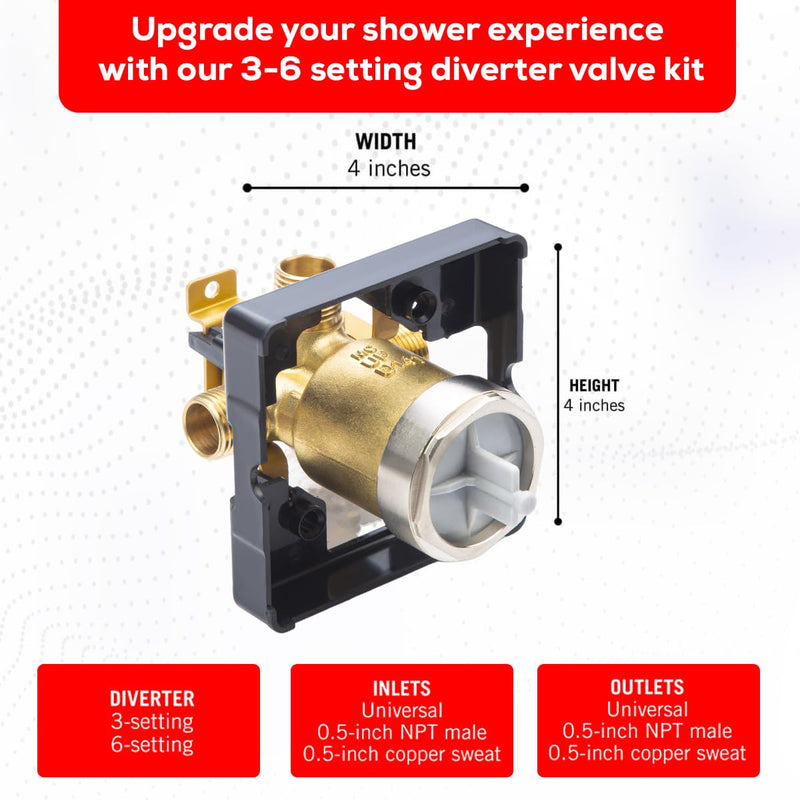 R10000 UNBXHF Shower Valve Body for Shower Faucet Trim Kits, Single or Dual Function Shower, Rough in Valve, Brass Body (R10000-UNBXHF) R10000-UNBXHF
