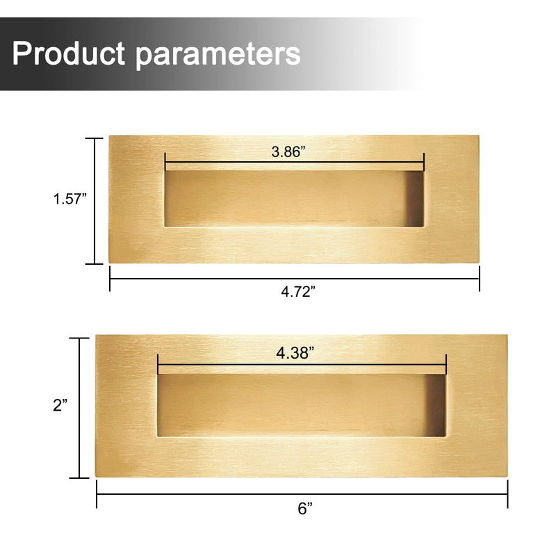 Recessed Finger Flush Pulls with Edge Pull - Suitable for Pocket Door,Closet Door,Sliding Doors, Barn Door Handle Hardware (Gold, 6inch) Gold