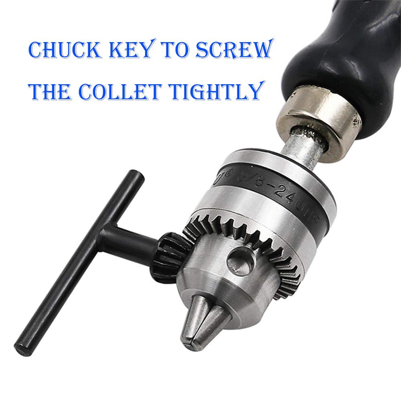 Hand Drill Bits Set 7 in 1 Manual Tool Pin Vises with Chuck Key & 5pcs Twist Drill Bits for Wood, Jewelry, Delicate Manual Work, Electronic Assembling and Model Making, DIY Drilling