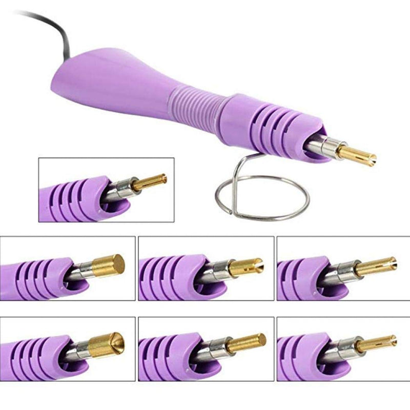Hotfix Applicator,DIY Hot Fix Rhinestone Setter Applicator Wand Tool Kit Set with 7 Different Sizes Tips,Support Stand (Pink) pink