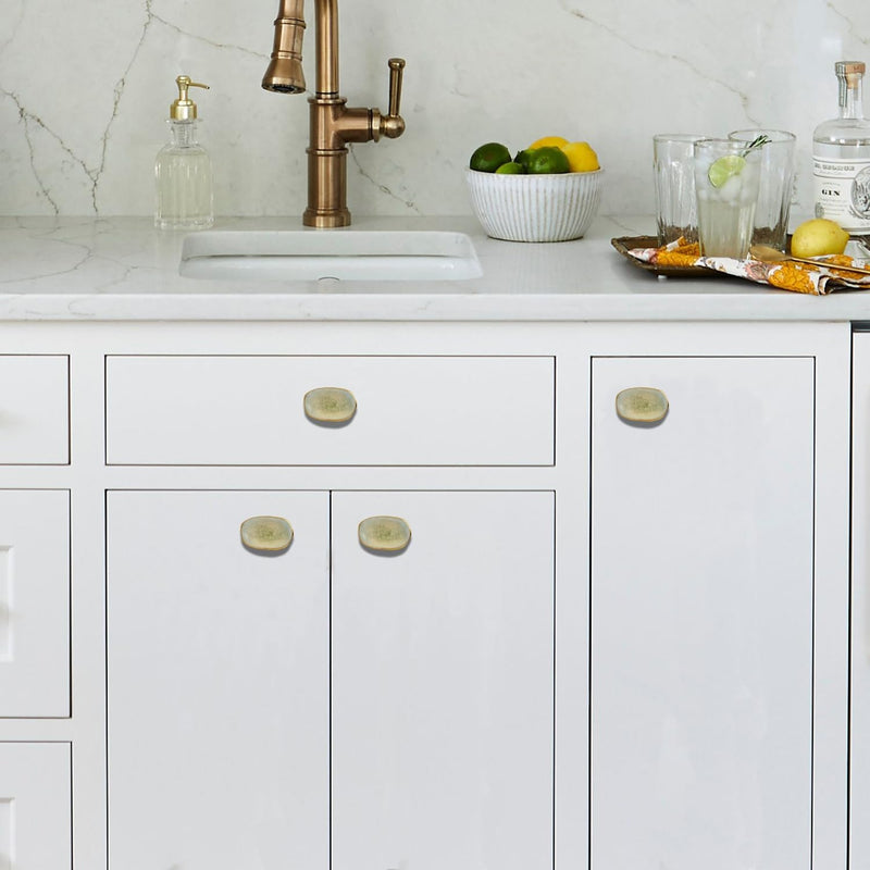 Perilla Home Set of 6 Kono Off White Ceramic Knob for Kitchen Cabinets - Ceramic Handles and Pull Knob for Dresser Drawer | Living Room | Kitchen | Bathroom | Closet Cupboard Furniture