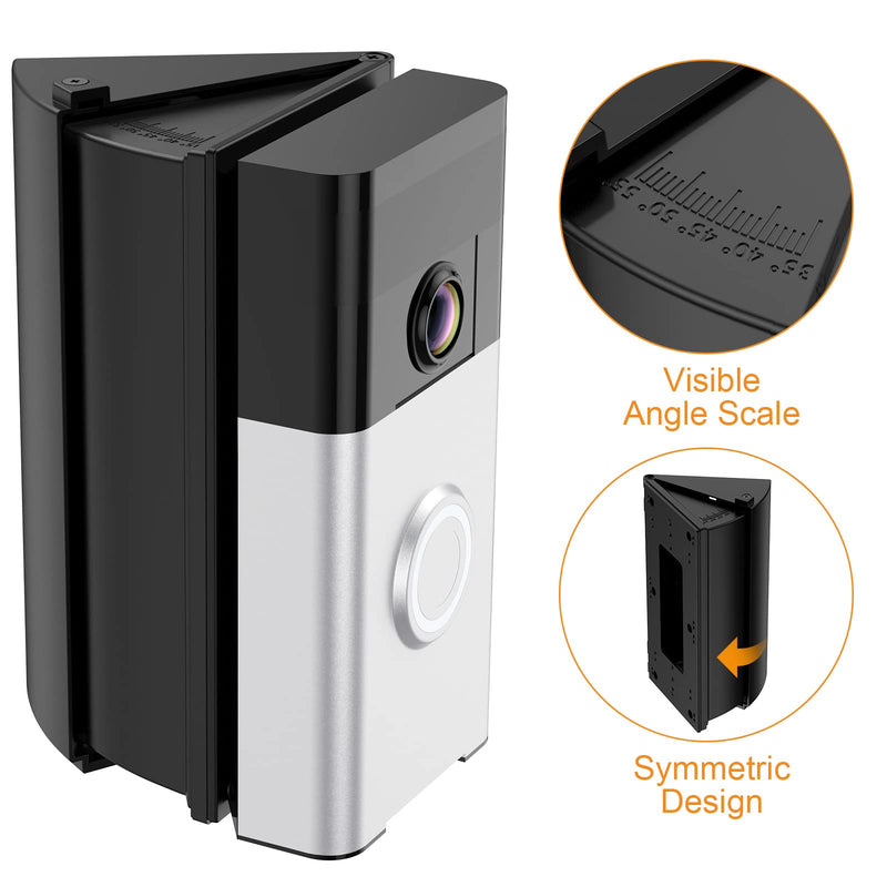 NANW Adjustable 30 to 55 Degree Doorbell Angle Mount Compatible with Video Doorbell 1/2/3/4/Wired/Pro/(2020 Release)/Battery Doorbell Plus, Camera Mount Holder Bracket Wedge for Apartment Black