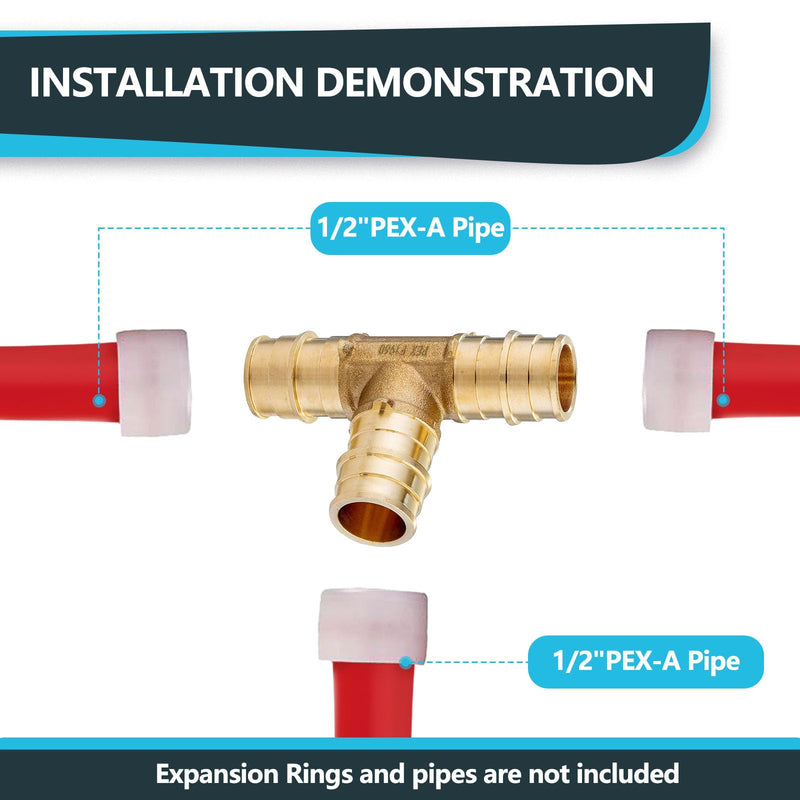 10Pack Seelink 1/2" PEX-A Expansion Tee(PEX1960041-10) 10 1/2" x 1/2" x 1/2"