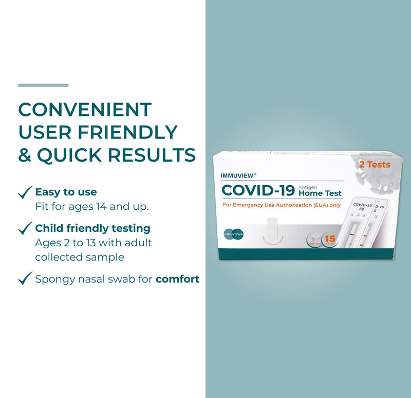 COVID-19 Antigen Home Test, FDA EUA at-Home Self Test, Non-invasive Nasal Swab, Easy to Use and Results Within 15 Minutes (1 Pack, 2 Tests Total)