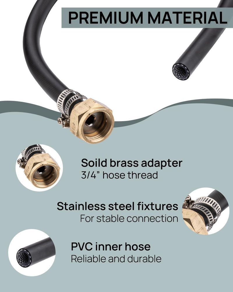 3/4" Thread Short Mop Sink Hose for Mop Sink Faucet, 2.4 ft (29 inches) Short Hose for Mop Sink, Short Garden Hose with Brass Adapter & Fixtures & Gasket, Leakproof and Durable 2.4ft (29 inch)