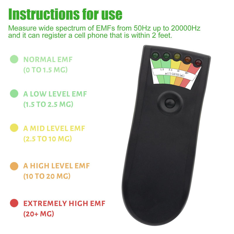 5 LED Ghost Hunting Equipment, EMF Detector for Home/Office Inspections Magnetic Field Detector (1 Pack)