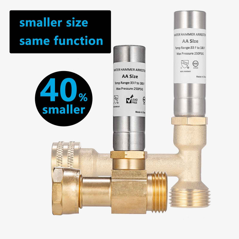 (2 Pack) Lidertik Water Hammer Arrestor Washing Machine 3/4 Absorb Shock and Reduce Noise Laundry Washer Knock Valve Garden Hose Air Inline Sink Dishwasher LI-Y241-11-11-S(2 PACK) S-Stainless steel-2 Pack
