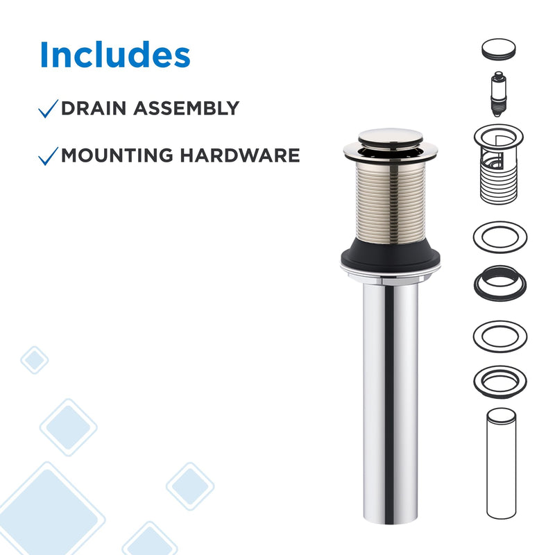 Gerber 1-1/4 in. Touch-Down Bathroom Sink Drain Without Overflow Polished Nickel