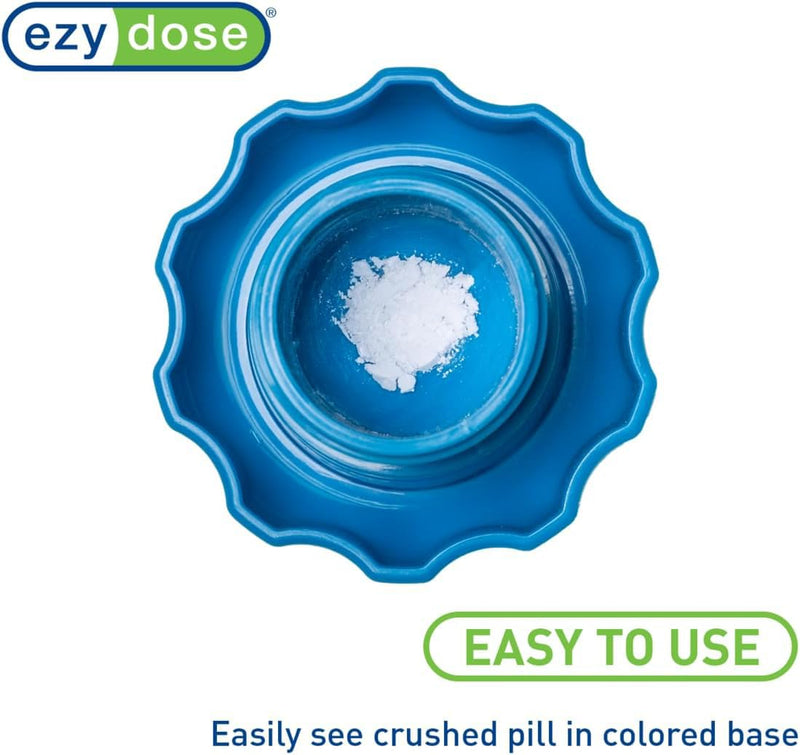 EZY DOSE Pill Crusher and Grinder for Vitamins, Tablets with Storage Compartment, Kids, Pets, Elderly, Effortlessly Crushes Medications into Fine Powder, Easy-to-Use Design, Blue, BPA Free Large