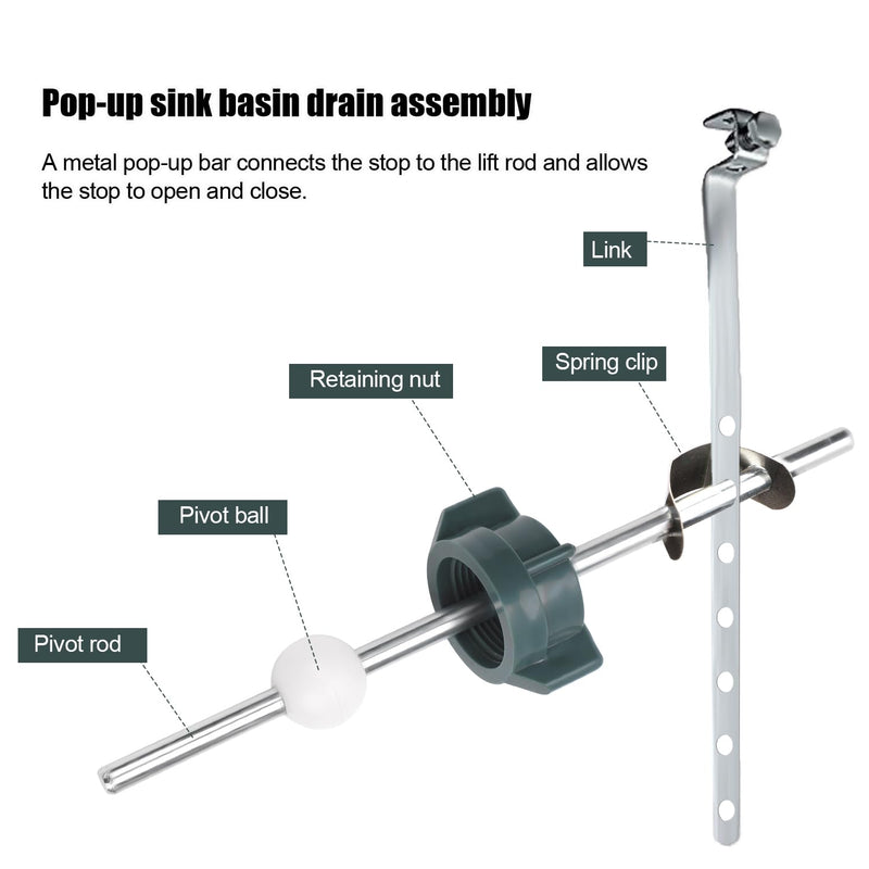 Lavatory Pop Up Center Piece Assembly, Sink Ball/Pivot Rod Replacement Parts Bathroom Sink Drain Repair Kit Compatible with Price Pfister Pop Up Stopper and Other Popular Brands Replacement for PS2673