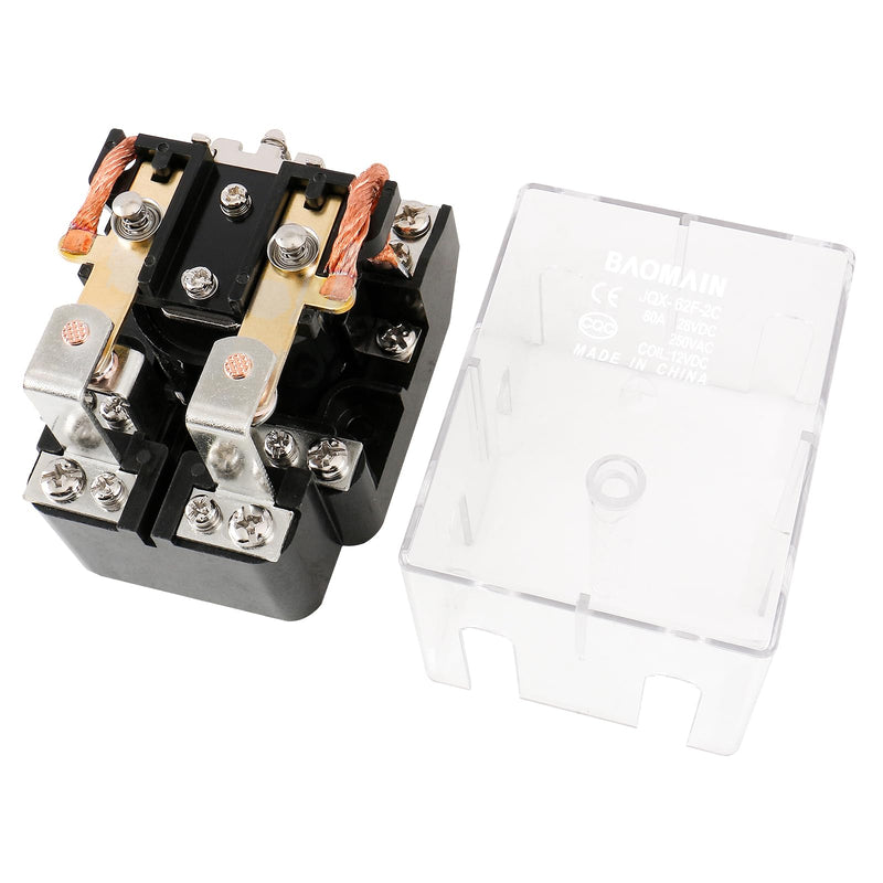 Baomain High Power Relay JQX-62F-2C Coil Voltage DC 12V 80A DPDT 2NO 2NC Electronmagnetic Relay