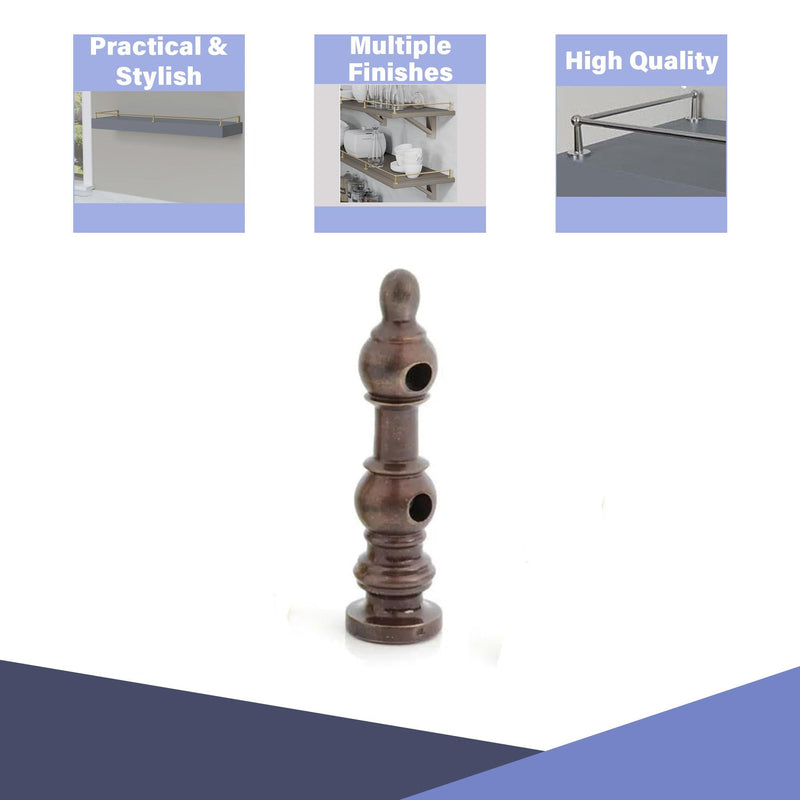 Van Dyke's Restorers Solid Brass Gallery Spindles for Furniture Accents (Single Post or Double Post) Single Post - Center, Antique Brass Single Center Post