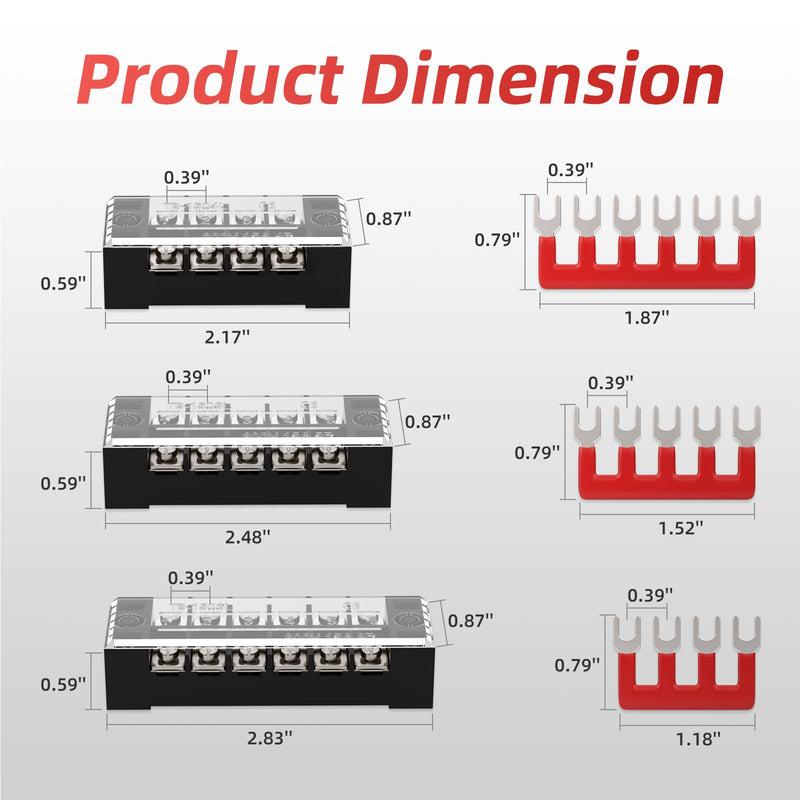APIELE 15A Screw Terminal Block 4/5/6 Position Dual Row Covered 400V 15A Pre-Insulated Terminal Barrier Strips (6PCS 15A 4P/5P/6P+6PCS Wiring Strips) 6PCS 15A 4P/5P/6P+6PCS Wiring Strips