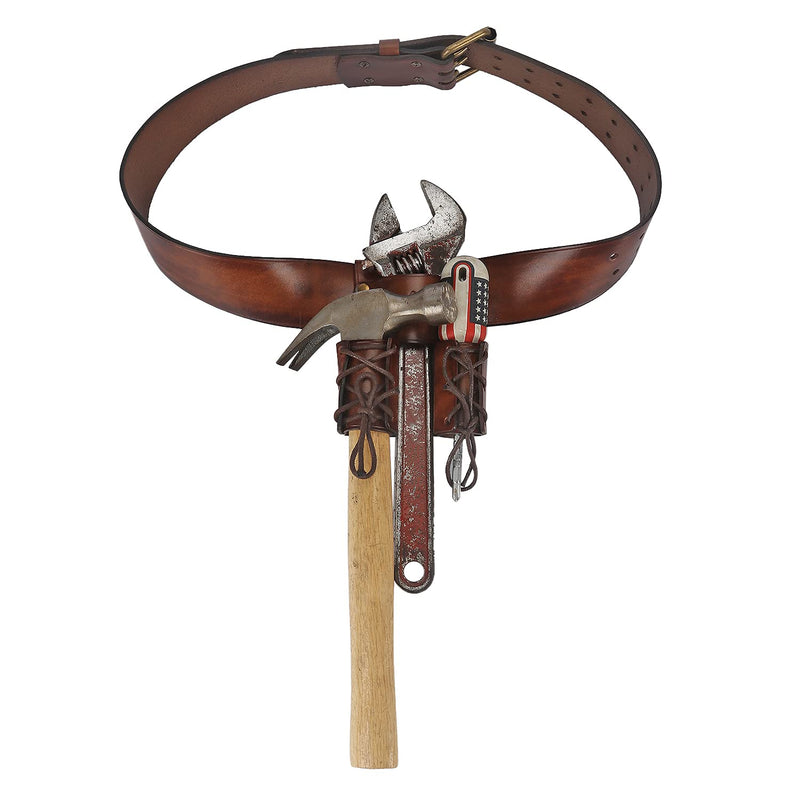 TOURBON Leather Tool Organizer Bull Pin Holster Wrench Hammer Holder Brown