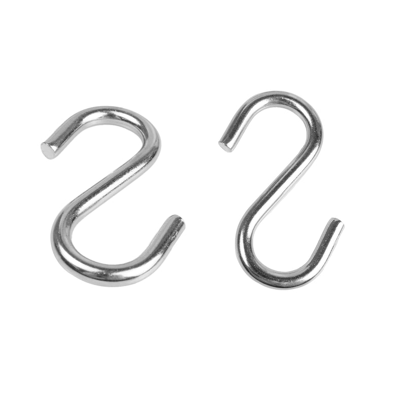 16PCS 2.2 Inch 304 Stainless Steel S Hooks, Heavy Duty M5 Hanging Hooks Metal S Shaped Hangers, Curtain Hanging Connectors S Shaped Utility Hooks 2.2inch