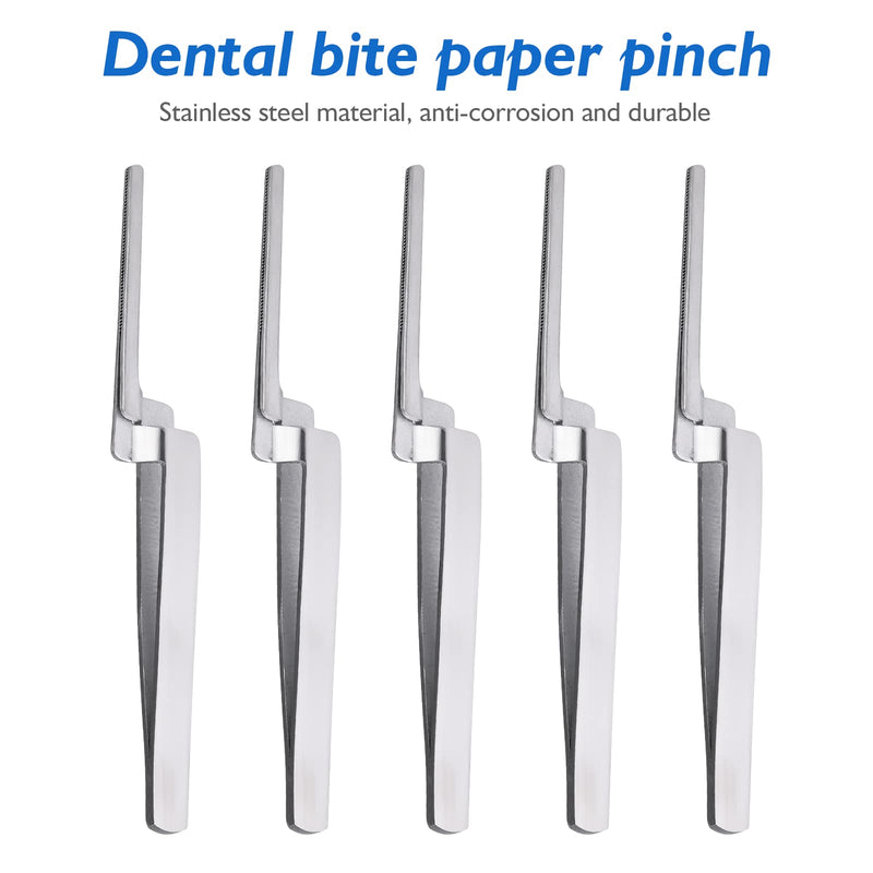 5PCS Dental Articulating Paper Holder - Straight Forceps Stainless Steel Tweezers Holding Articulating Paper Firmly Suitable for Dentist Students Household