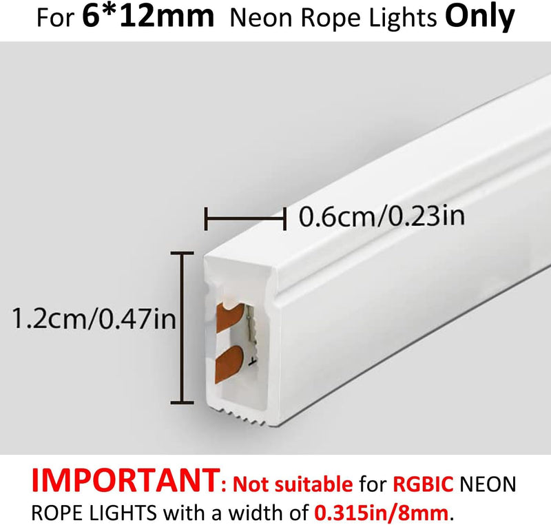 Neon Rope Light Mounting Brackets, Neon LED Accessories 20Pcs Neon Lights Aluminum Install Fixing Clips Accessories for 6x12mm Silicone LED Neon Flex Strip Lighting, Neon Signs DIY 20 Screws, 20 Clips
