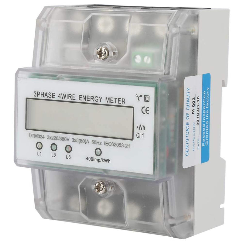 Three Phase 4P KWh Meter 220/380V 5-80A Digital Electric Power Consumption Monitor LCD Backlight