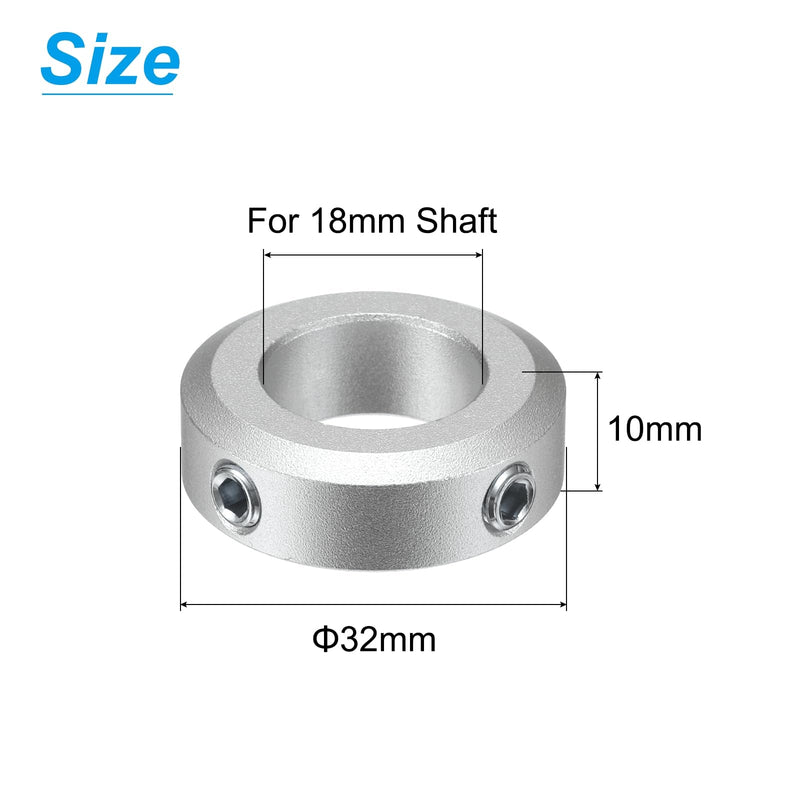 uxcell Set Screw Shaft Collar for 18mm Shaft, 2pcs Clamping Collars 32mm OD, 10mm Thickness, Aluminum Alloy Clamp-On Collar with M6 Set Screws and a Wrench