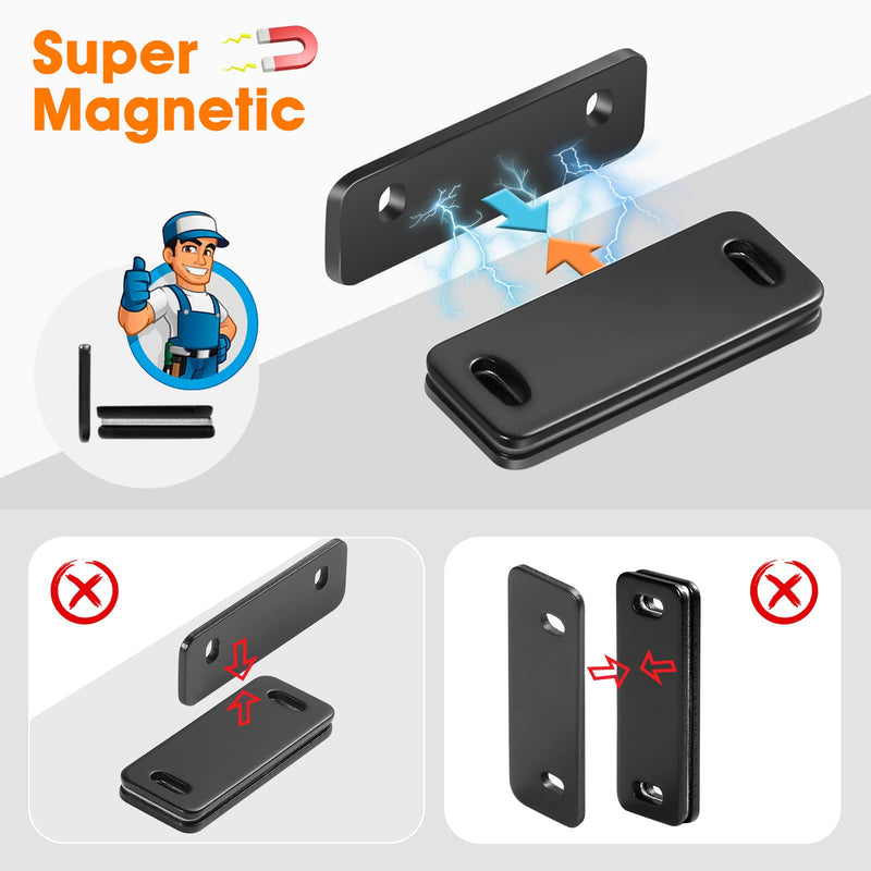 Magnetic Door Catch 4 Pack, Ultra Thin Cabinet Magnets Adhesive for Kitchen Cupboard Wardrobe Closet Cabinet Door Drawer Latch, Utility Magnetic Cabinet Latch No-Gap Design (Black 4PCS) Black 4PCS - NewNest Australia