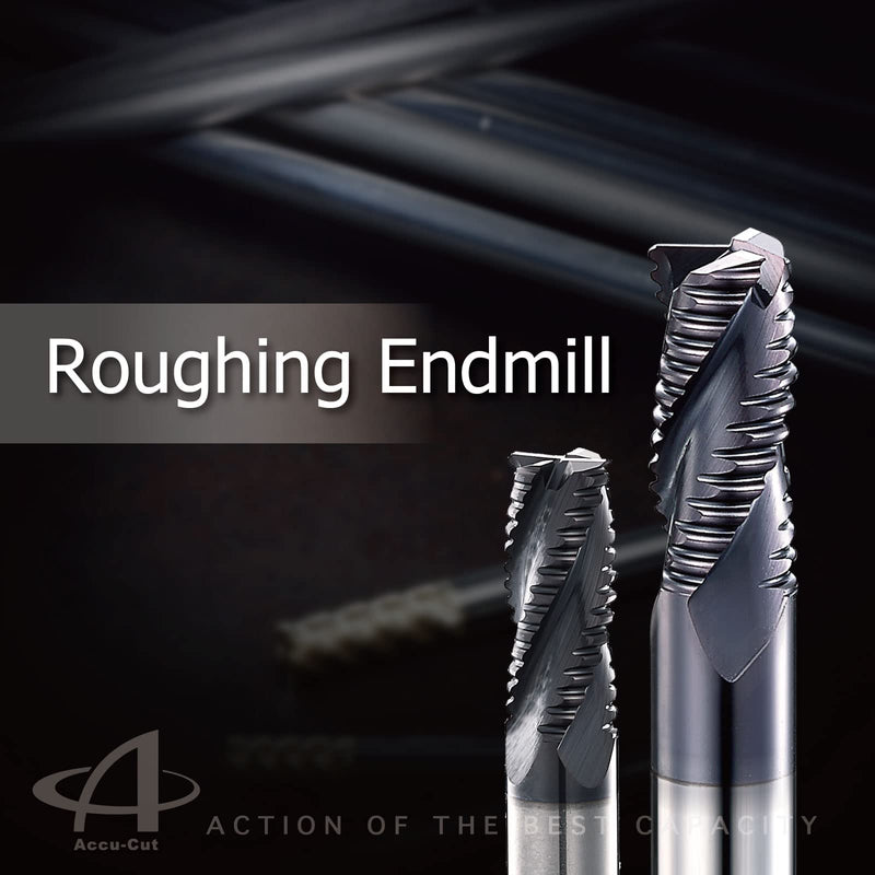 ACCUCUT I3KER 3/8” Carbide Roughing Square End Mill - 3 Flute Milling Bit for Steel, Forge Steel, Hardened Steel, Copper, Alloys & Materials < HRC 50-35 Degree Helix, AlTiN Coating CNC Router Bit