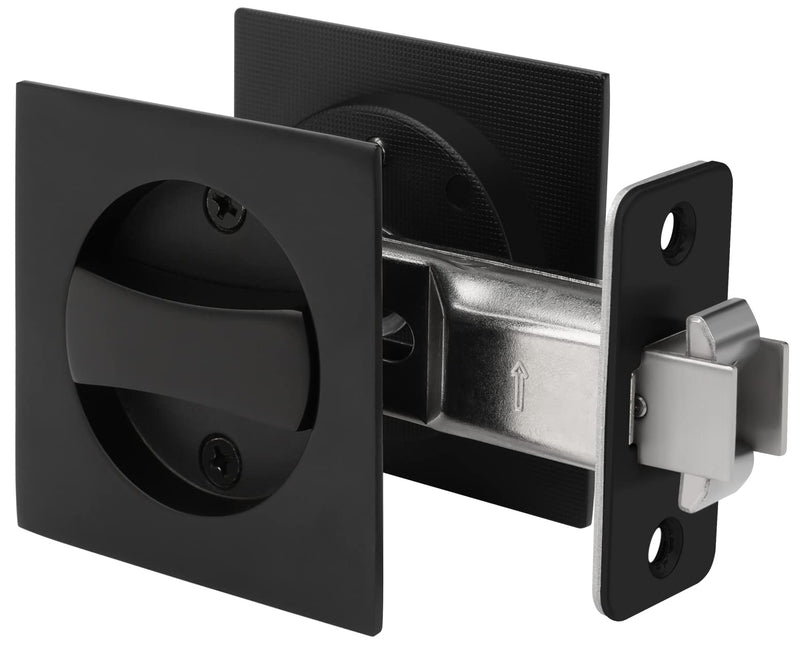 goldenwarm Pocket Door Lock, Matte Black Contemporary Privacy Square Pocket Door Hardware, Black Sliding Pocket Door Lock(1 Pack) Square - 1 Pack - NewNest Australia