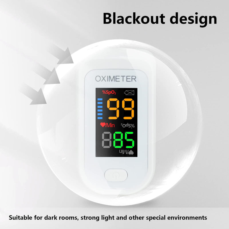 Pulse Oximeter Fingertip Blood Oxygen Saturation Monitor, Oximeter Finger Pulse Oximeter(SpO2 and PR), LED Screen with Lanyard [White]