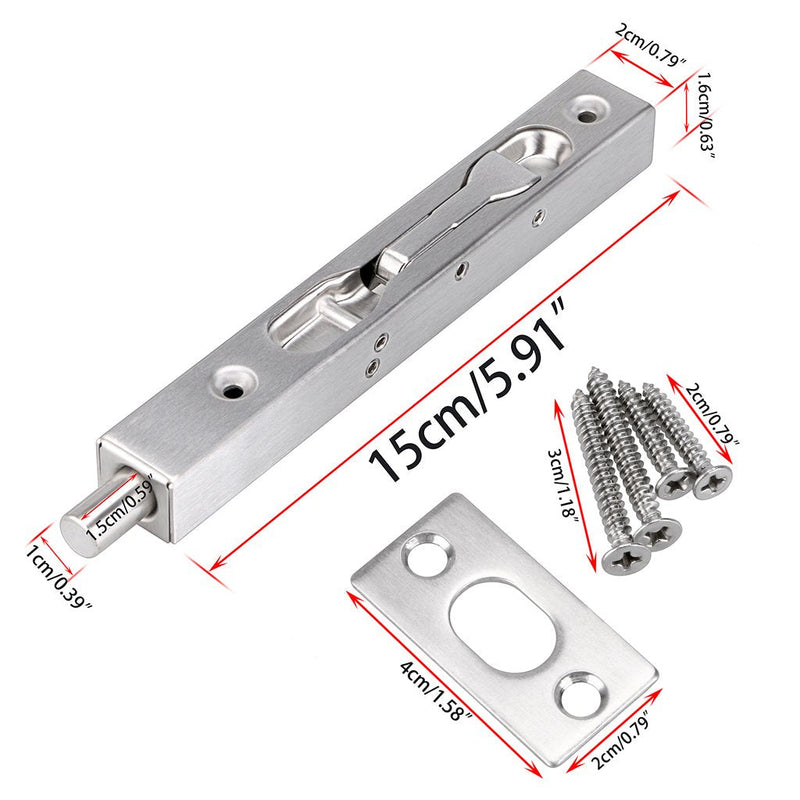 Sumnacon 2 Pcs Door Flush Bolts - 6 Inch Concealed Security Door Locks for French Doors,Composite Doors,Wood Doors,Double Doors,Dummy Doors,Brush Stainless Steel Finish Silver