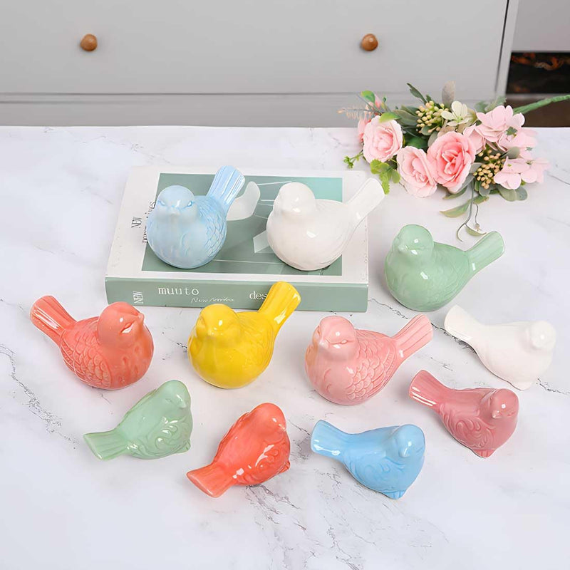 4-Pack Bird Design Toilet Bolt Caps - Decorative Porcelain Covers for Toilet Bowl Screws, Easy Installation (White) White