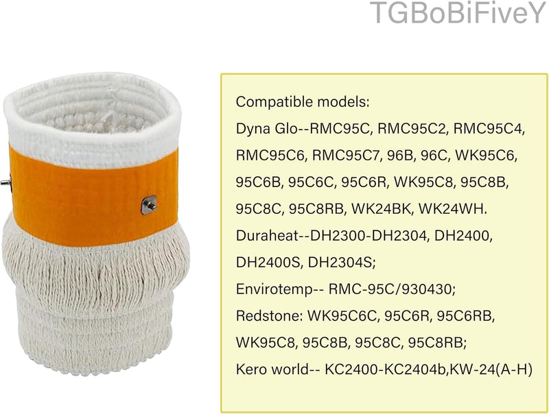 32225 Wick for Kero World KW-24 (A-H), Dyna-Glo RMC-95C, CV-2300&RMC-95C, Envirotemp CV-2300, Keroheat CV-2300,Heating Wicks for Cotton/Fiberglass, White-2PCS.