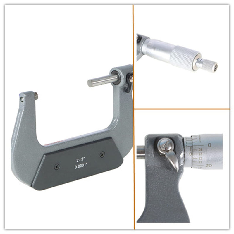 kimllier 2-3 Inch Accuracy Outside Diameter Micrometer Accuracy 0.0001 Inch Carbide with Ratchet Stop Thimble