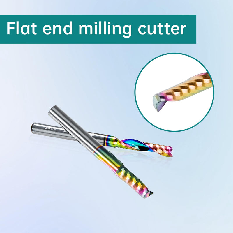 NZ 1/8" 1-Flute End Mill DLC-Coated Carbide - for Aluminum, Copper, Titanium (HRC45), 5pcs 1/8 inch 5