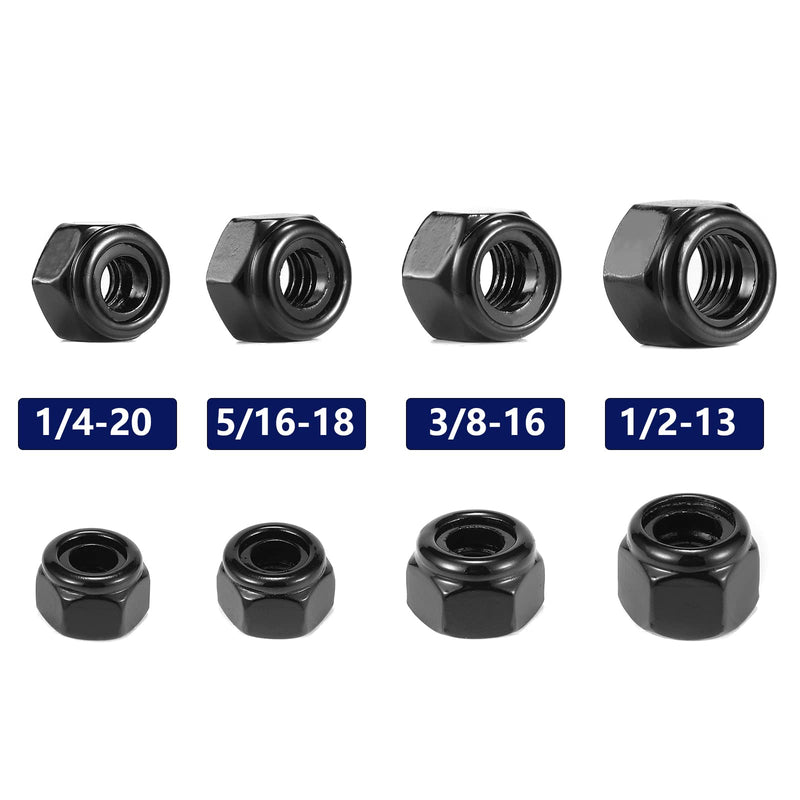 5/16-18 Nylon Insert Hex Lock Nuts 50Pcs 304 Stainless Steel Locknuts, Hex Drive, Bright Finish, Black Oxide by SG TZH 50 5/16-18