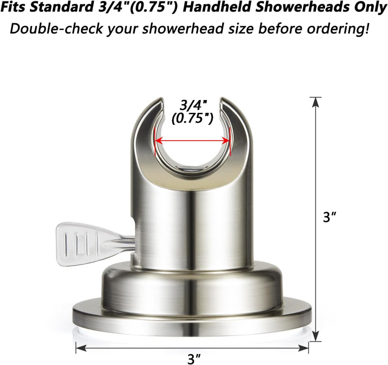 JiePai Suction Cup Shower Head Holder Adhesive,Suction Handheld Shower Head Holder Bracket,Removable Wall Mount Holder for Bathroom,Brushed Nickel Holder-Brushed Nickel