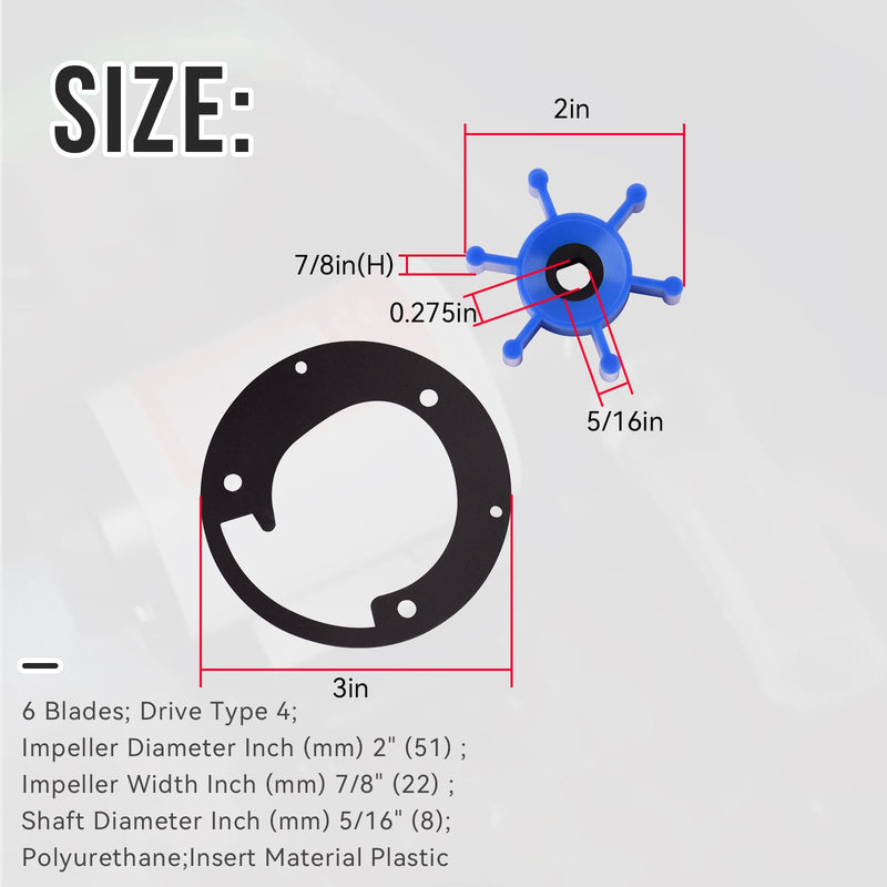 94-571-00 Macerator Impeller & Gasket Kit Compatible with 3200 Series Shurflo Pumps