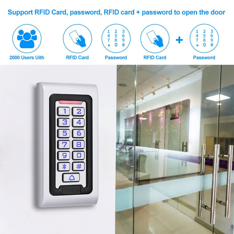 Keyboard Door Opener Access Control Waterproof RFID Keychain Smart Door Opener Backlit Keyboard Access Control Keyboard Suitable for Office Villa Apartment Home Doo r