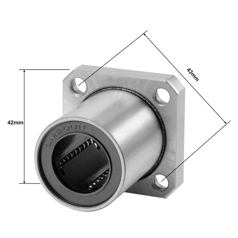 uxcell LMK20UU Square Flange Linear Ball Bearings, 20mm Bore Dia, 32mm OD, 42mm Length(Pack of 2)