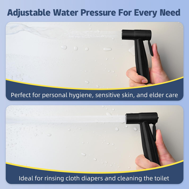 Handheld Toilet Bidet Sprayer for Toilet-Adjustable Water Pressure Control with Bidet Hose for Feminine Wash, Stainless Steel Brushed Nickel Cloth Diaper for Baby Wash (Matte Black, 1) Matte Black