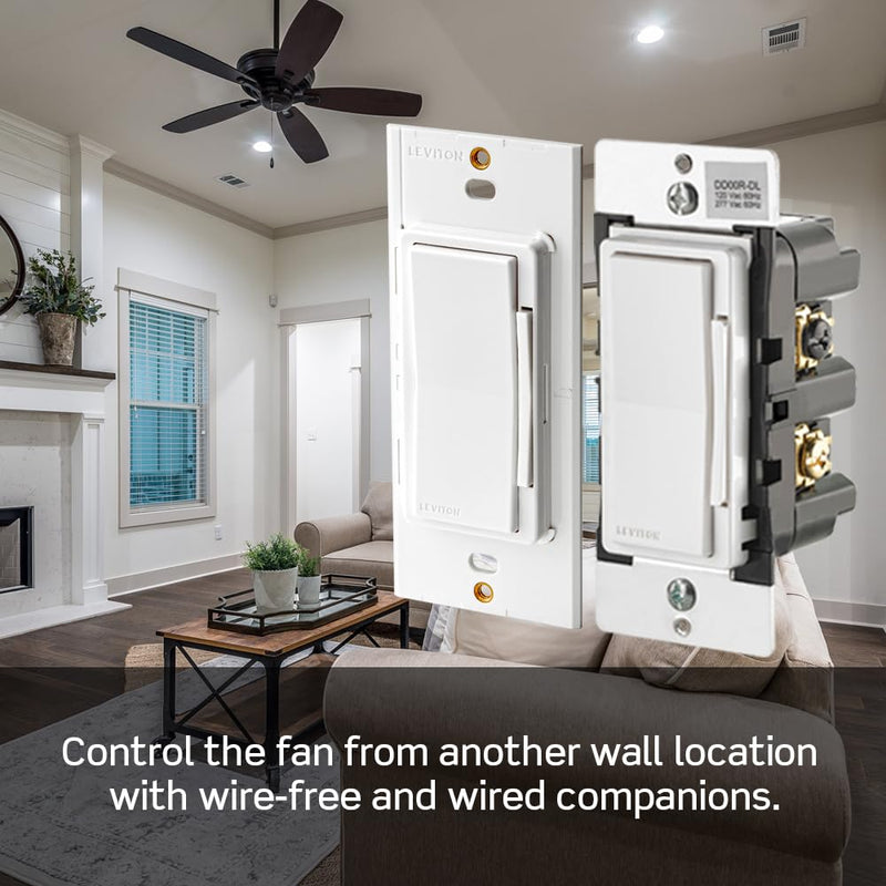 Leviton Decora Smart Fan Speed Controller, Wi-Fi 2nd Gen, Neutral Wire Required, Works with My Leviton, Alexa, Google Assistant, Apple Home/Siri & Wired or Wire-Free 3-Way, D24SF-1RW, White - NewNest Australia