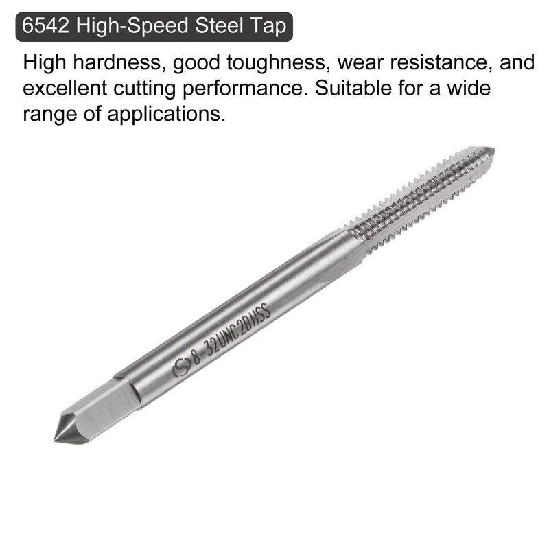uxcell 10pcs Machine Thread Taps 8-32 UNC 2B High Speed Steel 6542 Straight Flute Screw Thread Milling Taps Threading Tapping Repair Tools