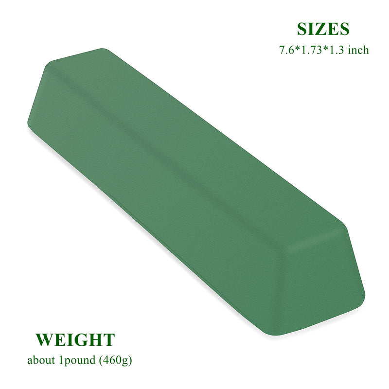 Green Metal Polishing Buffing Compound Bar for Metal Polishing Removing Scratches from Hard Metals, Stainless Steel, Chrome, Iron-1 Pound Green