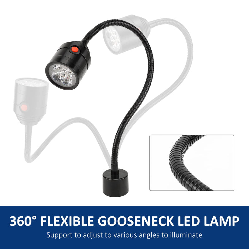 Magnetic Work Light, LED Machine Light with Flexible Gooseneck and Magnetic Base, Shop Tool Lamp for Lathe, Work Bench, Sewing Machine, Grill, Industrial Lighting Black - NewNest Australia