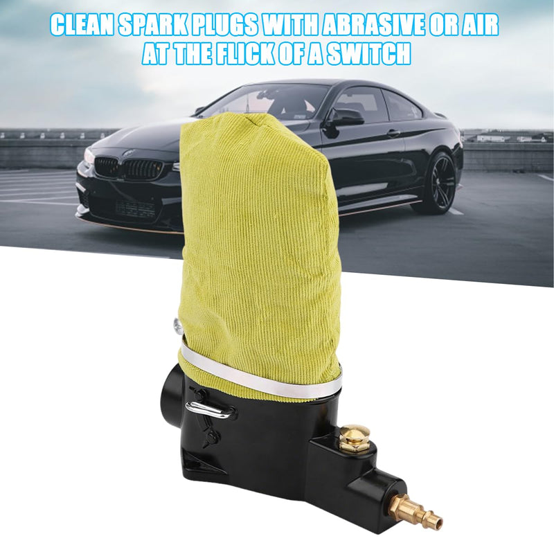 HZEL Car Pneumatic Spark Plug Cleaner, Vehicle Air Sand Blaster Plug Cleaning Tool with Abrasive Material & Fabric Clean Bag, Sparkplug Cleaner for Remove Carbon Buildup Motorcycles Autos