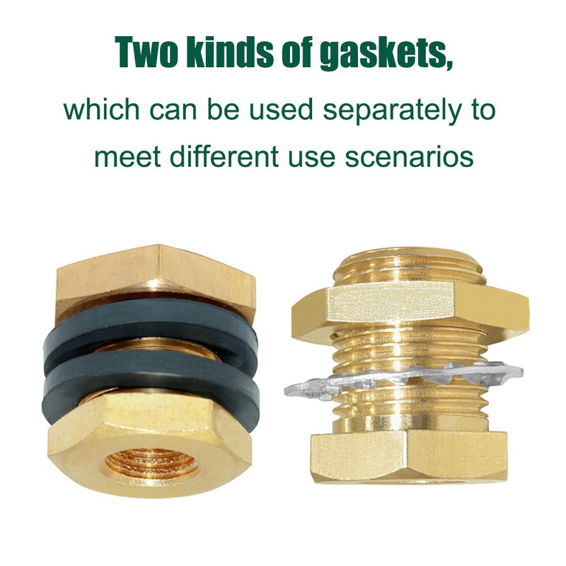 Joywayus 1/4" NPT Female 1/2" Male Brass Bulkhead Fitting Bulk Head Bulkhead Tank Fitting Coupler(Pack of 2) 1/4"NPT x 1/2" - 2PCS